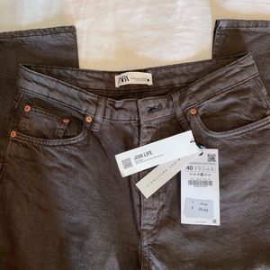 Zara Brown Split Hem Jeans